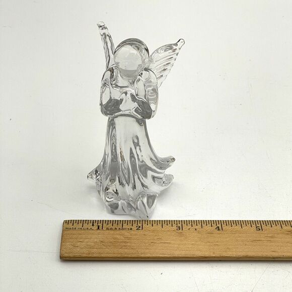 Christmas Nativity Clear Glass Angel Figurine Praying Hands Guardian 6.75 Tall - Picture 9 of 9